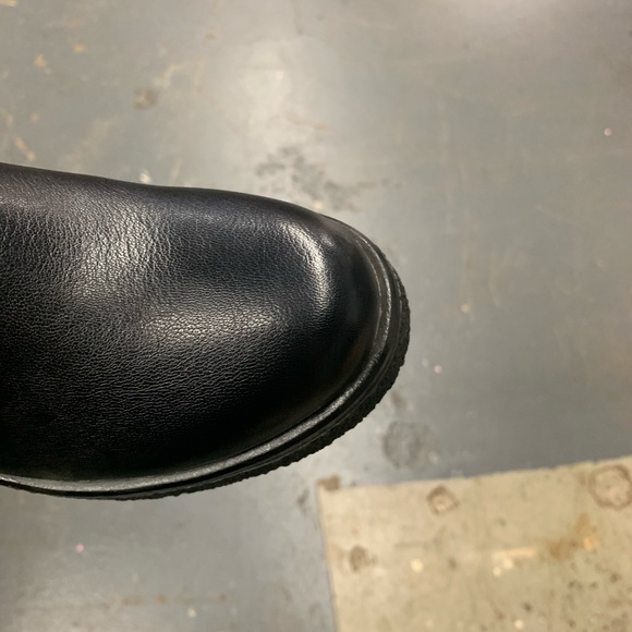 Faux Fur Lined Knee High Winter Boot in Black Faux Suede and Leather - Picture 14 of 16